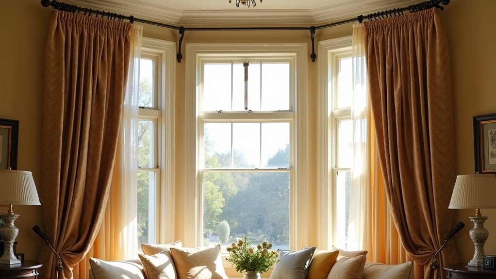 bay window curtain rods guide